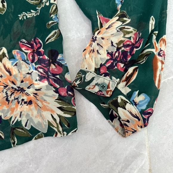 Women’s A New Day Target Floral Sheer Long Sleeve V-Neck Top Medium - Picture 9 of 16